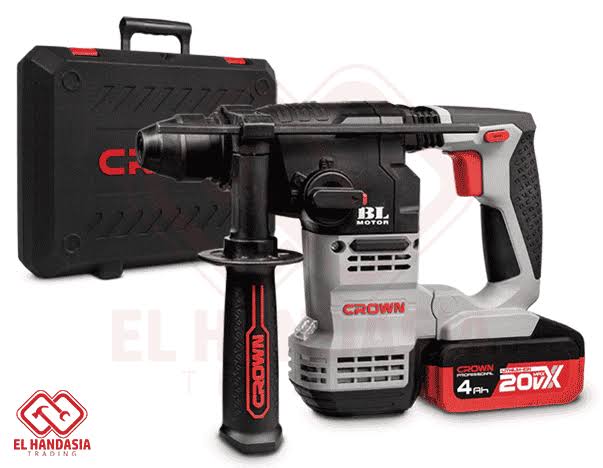 230- شاكوش كراون بطاريه تخريم وتكسير 4 امبير 20 فولت 2بطارية شنطة بلاستيك  CROWN – CT28001HX-4 