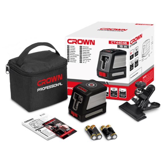 5224- ميزان ليزر 2خط احمر 15 متر  CROWN CT44046