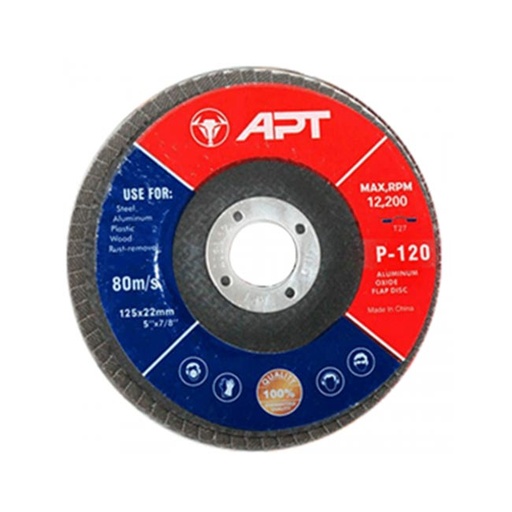 [960350422306] 2080- صنفرة مروحية فلات حديد/خشب 5 بوصة 125مم 80# APT pro-std t27