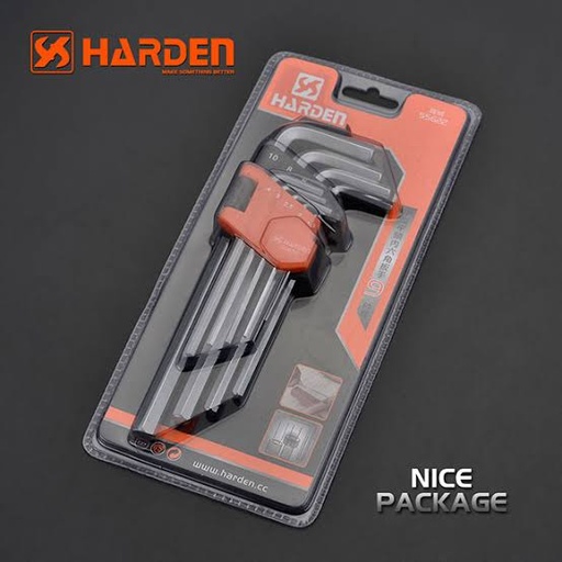 [540607] 3498- طقم مفتاح الن نجمة   ط  9 ق هاردن  Professional 9PCS Medium Hex Key Wrench  Specifications: 1.5 - 10mm