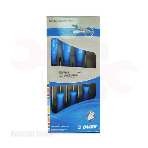 [605CS6CRT] 2192- طقم مفك ازرق 6ق ع/ص  UNIOR 605CS6CRT