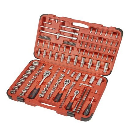 [543003496] 4185 - طقم لقم ط/ق 1/4" + 3/8" + 1/2" + سنون مفك 176 قطعة تايوانى كي دبليو جي KWG